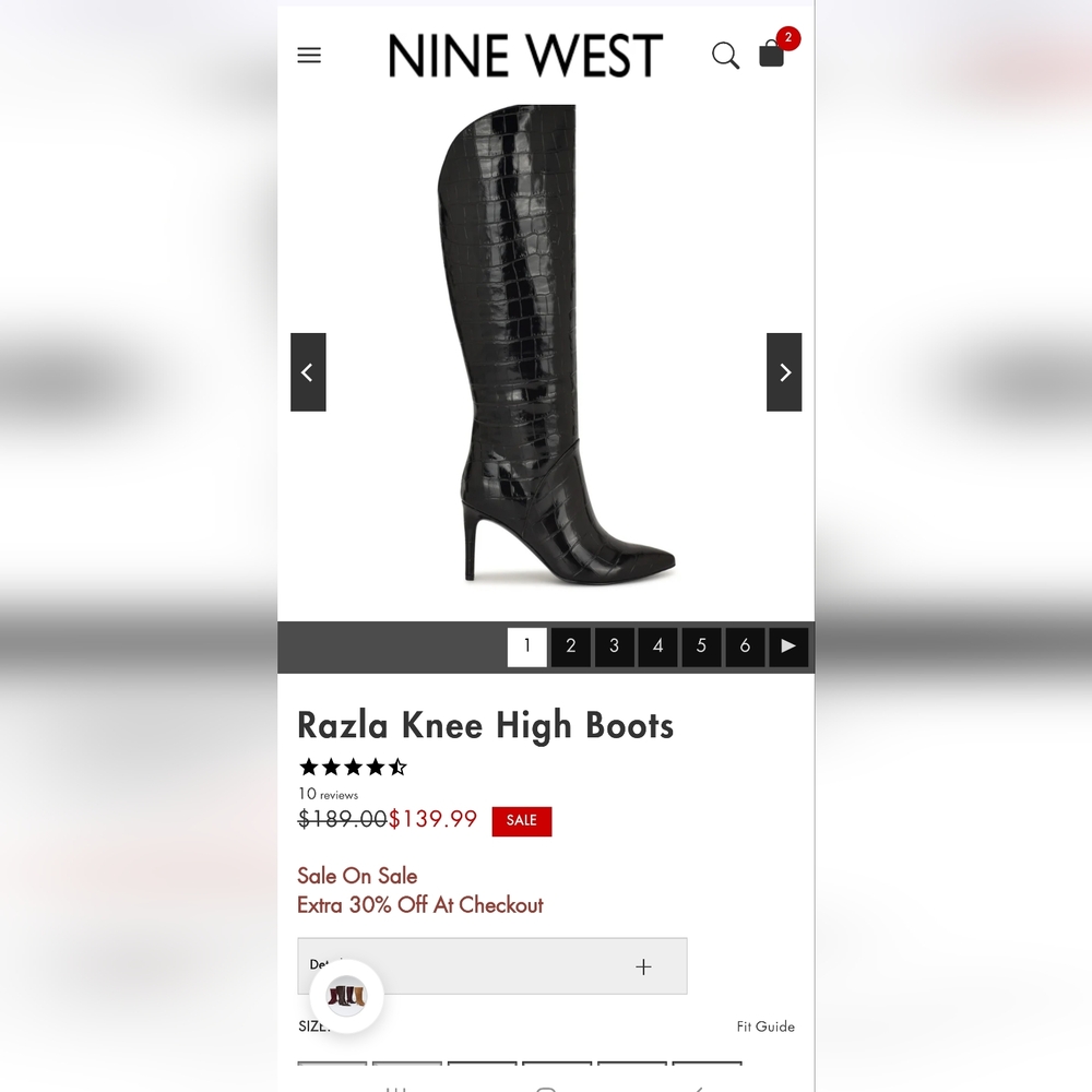 Nine West Black Croc-Embossed Heeled Boots - Picture 8 of 8